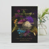 暗いフローラムーディ結婚ーのブライダルシャワーへの招待 招待状 (スタンド正面)