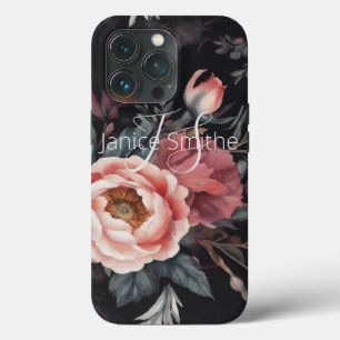 暗いフローラモノグラム iPhone 13 PROケース