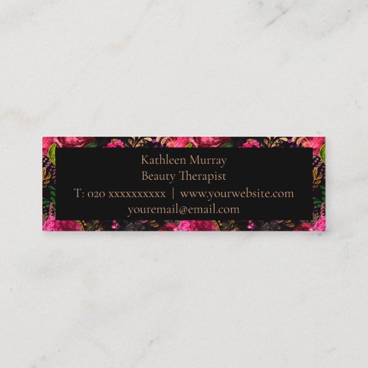 暗いフローラモバイル美しい スキニー名刺 (裏面)