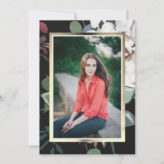 暗いフローラ写真卒業パーティー 招待状 (正面)