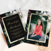 暗いフローラ写真卒業パーティー 招待状