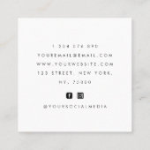 暗いフローラ描植物原エレガント白 スクエア名刺 (裏面)