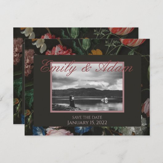 暗いフローラ日付の保存 シーズンカード (正面/裏面)