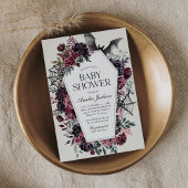 暗いフローラ棺ハロウィーンベイビーシャワー 招待状