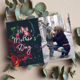 暗いフローラ母の日の写真カード シーズンカード