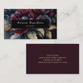 暗いフローラ水色バーガンディーブラック 名刺 (正面/裏面)