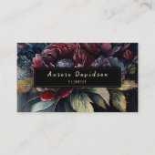暗いフローラ水色バーガンディーブラック 名刺 (正面)