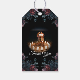暗いフローラ結婚のゴシック黒エレガント ギフトタグ