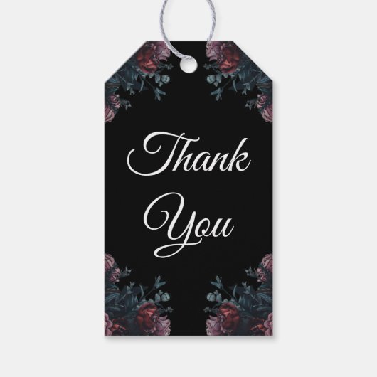 暗いフローラ結婚のゴシック黒エレガント ギフトタグ (正面)