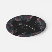 暗いフローラ結婚のゴシック黒エレガント ペーパープレート (アングル)