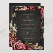 暗いフローラ結婚式招待状 招待状 (正面/裏面)