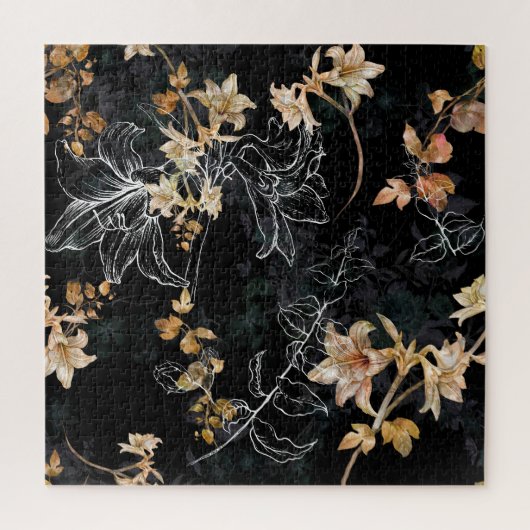 暗いフローラ:水の色シームレ絵画ス。 ジグソーパズル (縦)