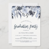 暗いフローラ | 水モダン色卒業パーティー 招待状 (正面)
