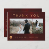 暗いブルゴーニュ金ゴールド冬のウェディング感謝してい写真あなた ポストカード (正面/裏面)