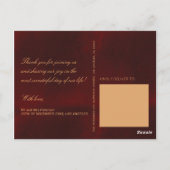 暗いブルゴーニュ金ゴールド冬のウェディング感謝してい写真あなた ポストカード (裏面)