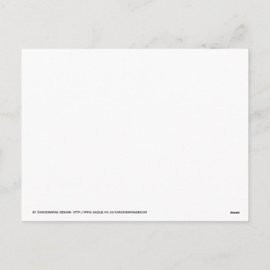 暗いブルースカイにポインセチアとクリスマス小妖精や小人 シーズンポストカード (裏面)