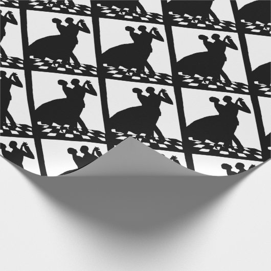 暗いプリントのシルエット結合踊り ラッピングペーパー (角)