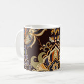 暗いペイズリー:フローラインディアンシームレス。 コーヒーマグカップ (正面左)