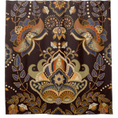 暗いペイズリー:フローラインディアンシームレス。 シャワーカーテン (正面)