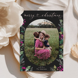 暗いボホ緑の葉の写真クリスマスカード シーズンカード