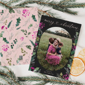 暗いボホ緑の葉の写真クリスマスカード シーズンカード