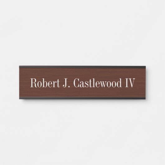 暗いマホガニー色のぶら下がったな壁のネームプレート サインプレート (正面)