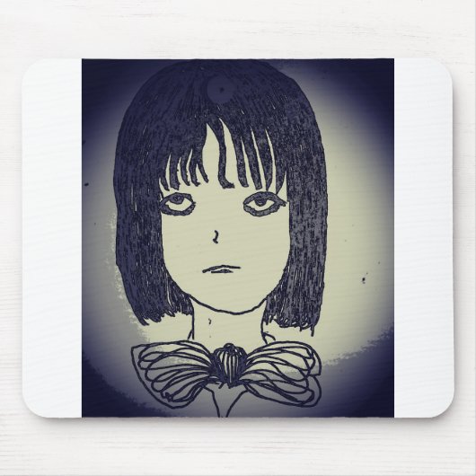 暗いマンガの女の子 マウスパッド (正面)