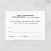 暗いミニマルエレガント美しいギフト証明書 割引カード (裏面)