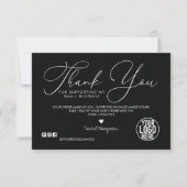 暗いミニマル白黒スクリプトお客様ありがとうございます サンキューカード (正面)