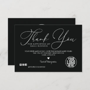 暗いミニマル白黒スクリプトお客様ありがとうございます サンキューカード