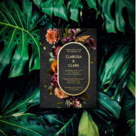 暗いムーディはっきりしたーの野生の花の結婚フォイルの侵入 箔招待状