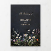 暗いムーディアロマンスの野花結婚すべて 三つ折り招待状 (カバー)