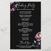 暗いムーディノワールのエレガントな結婚式プログラム (裏面)