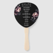 暗いムーディノワールのエレガントな結婚式プログラム ハンドファン (裏面)