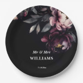 暗いムーディノワールエレガントブルゴーニーテンプレート ペーパープレート (正面)