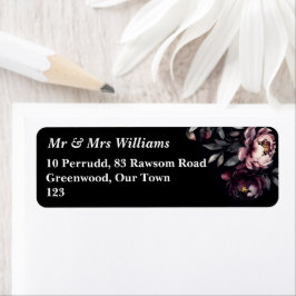 暗いムーディノワールエレガントブルゴーニーテンプレート ラベル