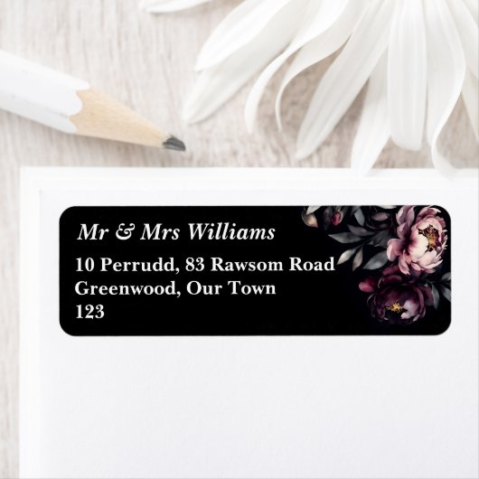 暗いムーディノワールエレガントブルゴーニーテンプレート ラベル (インサイチュ)