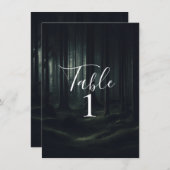 暗いムーディフォレストの木々Twilightテーブル番号 招待状 (正面/裏面)