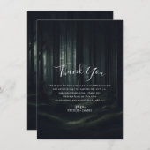 暗いムーディフォレストの木のトワイライト結婚の感謝 招待状 (正面/裏面)