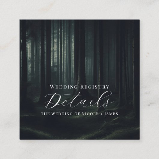 暗いムーディフォレストツリーズトワイライト結婚の詳細 スクエア名刺 (正面)