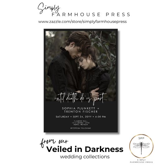 暗いムーディミニマルー写真結婚の 招待状