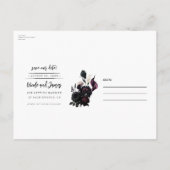 暗いムーディロマンチックなフローラ結婚式の日付を保存 案内ポストカード (裏面)