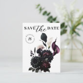 暗いムーディロマンチックなフローラ結婚式の日付を保存 案内ポストカード (スタンド正面)