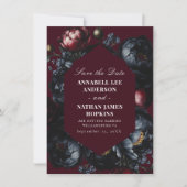 暗いムーディロマンチックな牡丹の結婚ゴシックの写真 セーブザデート (正面)