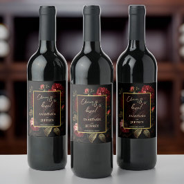 暗いムーディヴィンテージバラ結婚ゴシック ワインラベル