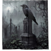 暗いムーディースゴシッククロウ – 忘れられないバスルーム装飾 シャワーカーテン (正面)