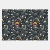 暗いムーディーズでかわいいハロウィンモンスター ラッピングペーパーシート (正面)