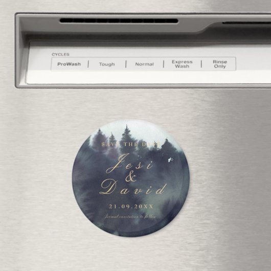 暗いムーディEtherealフォレストの結婚式の日付を保存 マグネット (インサイチュ (食洗機))