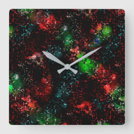 暗いモザイクの下の明るい色のスポット スクエア壁時計