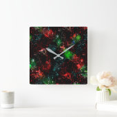 暗いモザイクの下の明るい色のスポット スクエア壁時計 (ホーム)